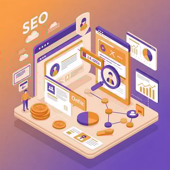 Diferentes pantallas y gráficos mostrando crecimiento a través de estrategias de SEO.